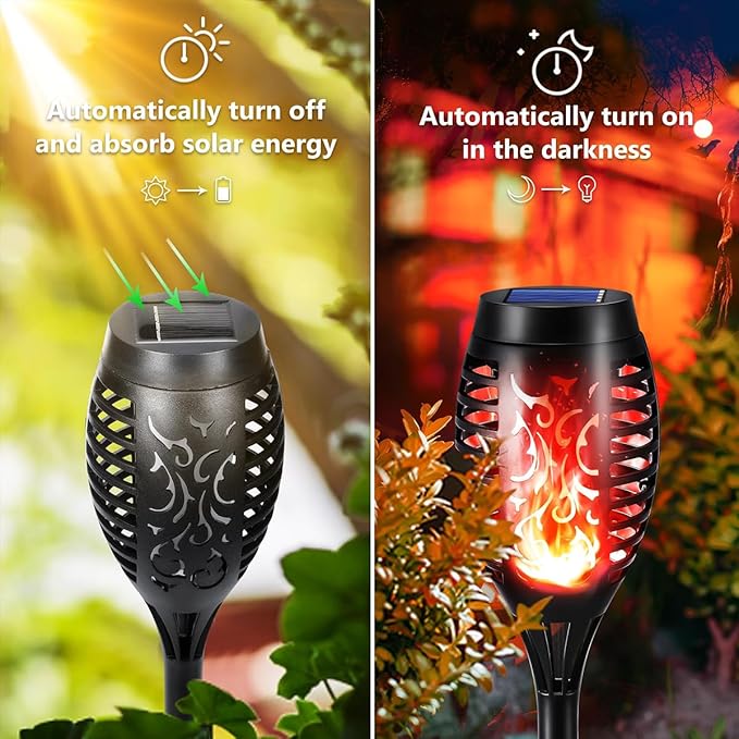 Solar Flashlight Light with Flickering Flame, Multi-Piece Outdoor Solar Lights, Outdoor Waterproof Solar Garden Lights for Decorative Paths, Patio and Deck Outdoor Lighting（Red (24)