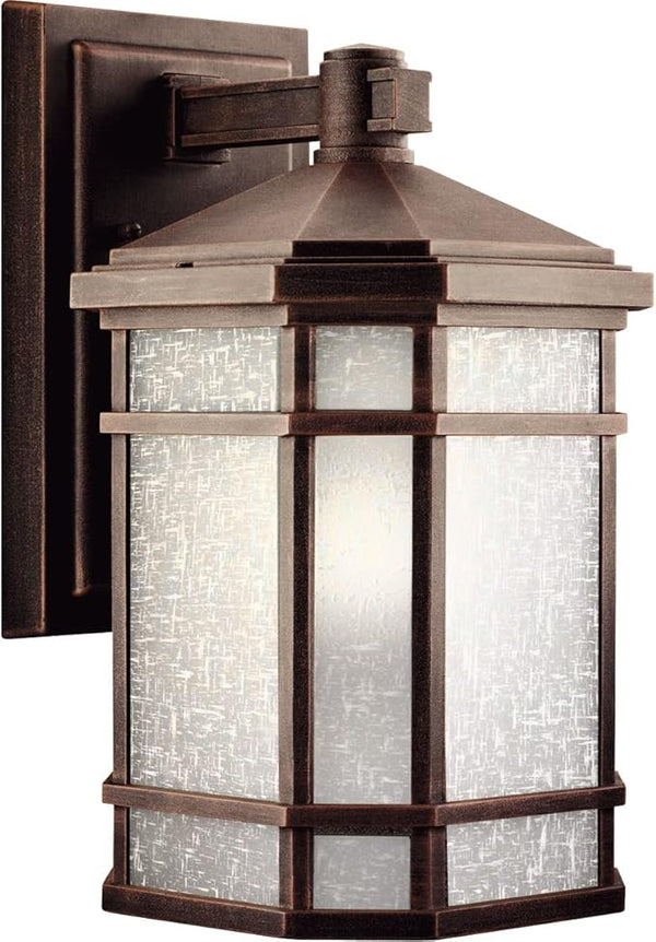 Kichler Cameron 14.25" 1 Light Outdoor Wall Light with Etched Linen Glass in Prairie Rock | Lumora