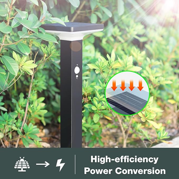 Solar Pathway Lights Outdoor，Motion Sensor Dusk to Dawn Bright Lamps Post，Led Waterproof Aluminum Landscape Lighting Path High 600 Lumen Black Light for Garden Yard Lawn Walkway Driveway Patio