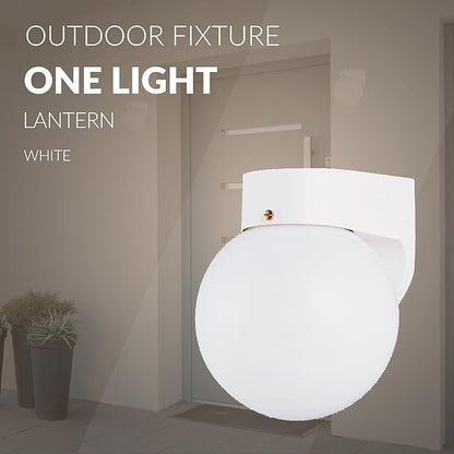 Generation Lighting 1-Light Outdoor Wall Series Traditional Outdoor Wall Lamp White 8753-15, Lovely Wall Lamp for Outdoor Decor, Wall Light Fixture Uses Standard or LED Light Bulb