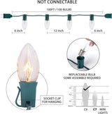 Brightown 100 Feet C9 Bulb String Lights Outdoor Clear Christmas Lights Green Wire for Outdoor Patio Room Party | Lumora