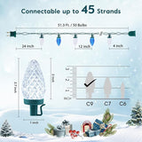 C9 LED Christmas Lights Outdoor with 50 Spring Clips, 50ft 50 LED Waterproof Strawberry String Lights, Commercial | Lumora