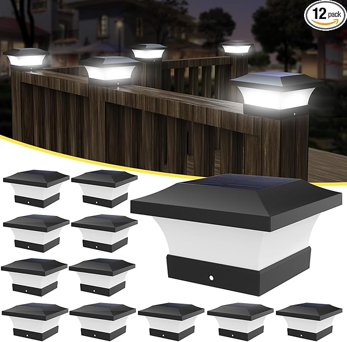 T-SUN Solar Post Cap Lights, Outdoor Waterproof LED Lights for 4x4 Wooden Posts, Deck, Fence, Garden, Mailbox – | Lumora