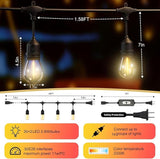 50FT Outdoor String Lights Waterproof with 30+2 Bulbs (1.5FT Bulbs Spacing), Remote & Dimmer, Commercial Grade | Lumora