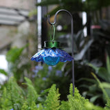 XUWEN Solar Lights Outdoor Waterproof - Blue Solar Flower Lights with Crackle Globe Glass Light, Hanging Lanterns | Lumora