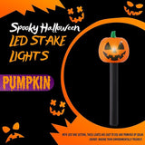 (12) Halloween Solar LED Pumpkin Stake Lights, 13in Easy Install Plastic Solar-Powered Yard Stakes Spooky | Lumora
