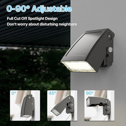 HYPERLITE LED Wall Pack Light: 40W 3000K Wall Pack Lights Outdoor with Dusk to Dawn Photocell, 5200lm ETL Listed Adjustable Full Cut Off Wall Packs for Porch Yard Barn Warehouse Garage