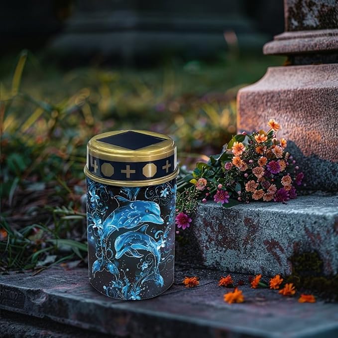 Garden Stake Light, Solar Lights for Cemetery Grave,Blue Dolphins Solar Pathway Lights Outdoor,Lawn Yard Patio Garden Decor Environment Friendly