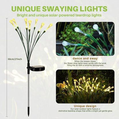 Solar Lights Outdoor Waterproof Upgraded Outdoor Solar Lights for Yard Patio Garden Decor, Solar Lights for Outside Gardening Supplies, Water Droplets Garden Lights Solar Powered Outdoor (2 Pack)