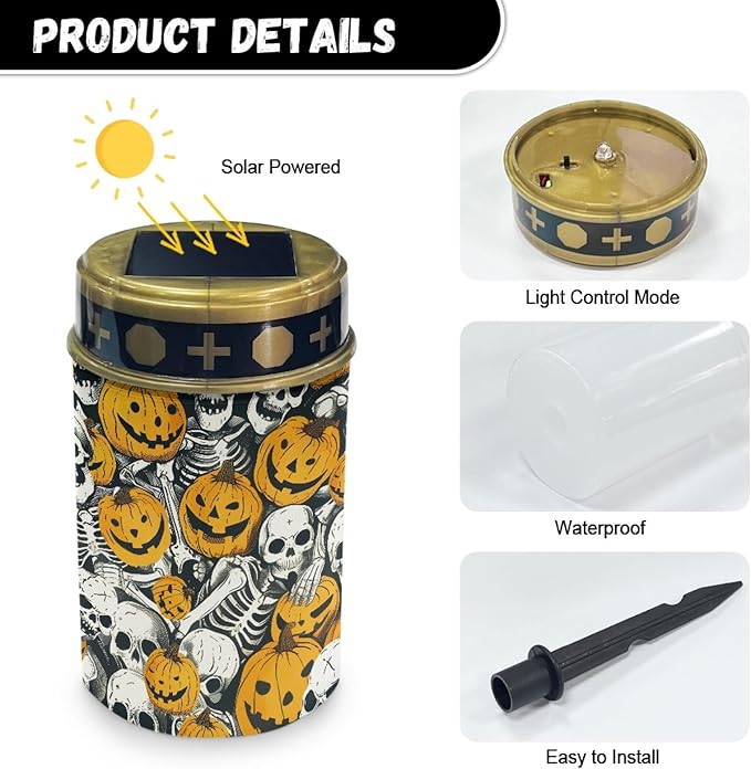 Pumpkin Skull Yard Solar Lights for Cemetery Led Light Dustproof Grave Lamp Sympathy Memorial Gift Lawn Decorations | Lumora