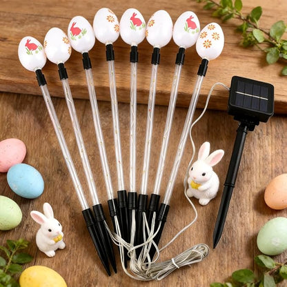 8 Packs Multicolored Solar Easter Egg Stake Lights for Easter Decorations, Outdoor Waterproof Solar Easterday Yard Stake Lighted Egg Lights for Garden Patio Yard Pathway Lawn Decor