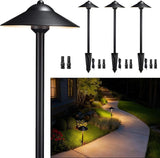 Gardenreet Low Voltage Landscape Light Brass (9" Shade, 23.5" Tall) - 12v Pathway LED Lights Waterproof, Hardwired | Lumora
