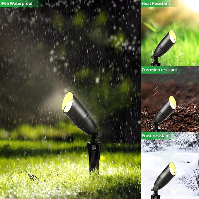 wowlite Landscape Spotlights Outdoor, 12V Low Voltage Landscape Lighting Fixture with 5W MR16 LED Bulb, Black | Lumora