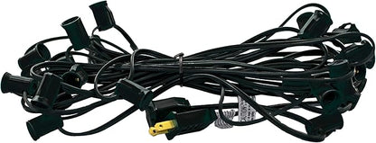 EST. LEE DISPLAY L D 1902 Halloween Lights Outdoor Lighting C7 Orange Bulbs & Black Hanging Cord Set C-7 Steady Candelabra Bulbs Included 25FT