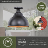 VAXCEL Delano Bronze Gold Farmhouse Barn Dome Outdoor Flush Mount Ceiling Light | Lumora