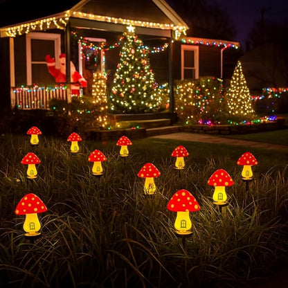 Yard/Garden Decorations, 4-Pack Yimmloome Ourdoor Warm-House Mushroom Solor LED Light for Garden Pathways, Patios, Flower Beds, or Balconies
