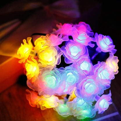 Hann® 30 LED Solar String Landscape Lights 20FT Romantic Rose Solar LED Patio String Waterproof Christmas Lights Outdoor Lamp for Garden Yard Home Christmas Tree (30 LED Rose Multi-Color)