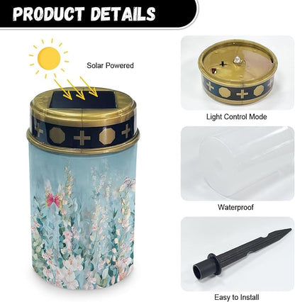 Flower Solar Flameless Lights Outdoor Solar Lights Waterproof Solar Powered Fairy Lights for Outside Landscape Lighting Pathway Lights Red Rose Lantern Solar Walkway Lights Outdoor