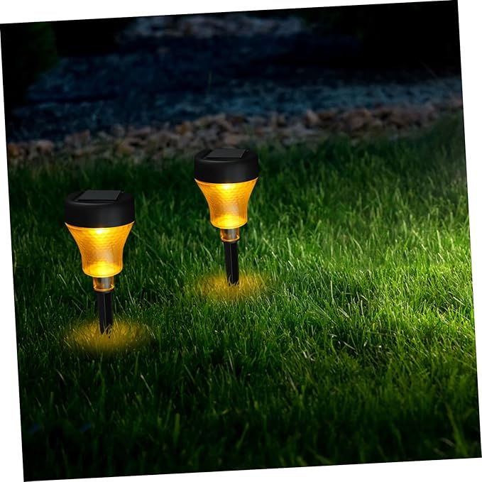 Mipcase 2pcs Led Solar Pathway Lights Solar Garden Stake Lights Outdoor Landscape Lighting Warm Decorative Lawn Lamp for Patio Garden