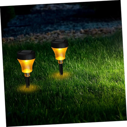 Mipcase 2pcs Led Solar Pathway Lights Solar Garden Stake Lights Outdoor Landscape Lighting Warm Decorative Lawn Lamp for Patio Garden