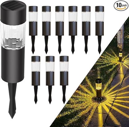 Owleye Solar Pathway Lights Outdoor Solar Powered Walkway Lighting Waterproof 10 Pack, 3000K, Dusk to Dawn, Built-in 200 mah Ni-MH Battery, Solar Path Lights for Garden Decor