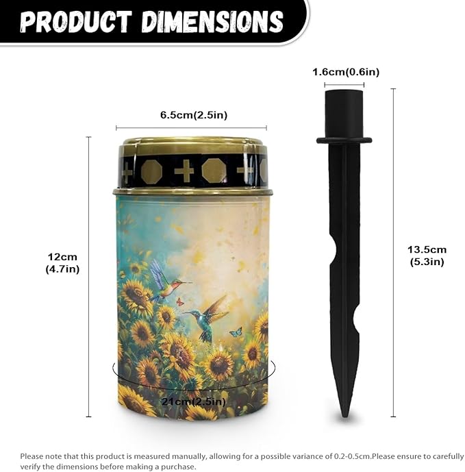 Sunflower Hummingbird Grave Solar Lights Auto On/Off Outdoor Solar LED Waterproof Street Light Dustproof Solar Garden Lights for Desk Patio Patio Landscape Holiday Decoration