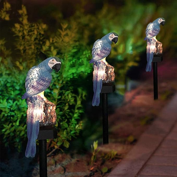 Ulalaza Outdoor Resin Solar Lights Blue Parrot Shape Solar Powered LED Lamp Waterproof Garden Light Decoration for | Lumora