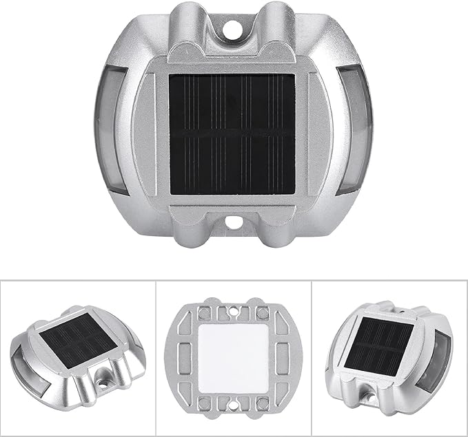 Solar Pathway Lights, 6 LED Outdoor Driveway Lights, Casting Aluminum Construction Solar with Design, Ideal for Road, Yard & Garden (Red)
