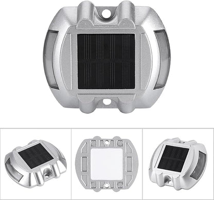 Solar Pathway Lights, 6 LED Outdoor Driveway Lights, Casting Aluminum Construction Solar with Design, Ideal for Road, Yard & Garden (Red)