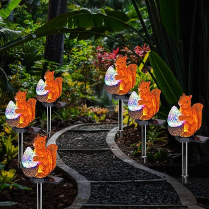 Garden Solar Lights - Resin Squirrel Figure LED Lights, Waterproof Outdoor Decor for Yard, Pathway, Patio & Lawn - 1Pack