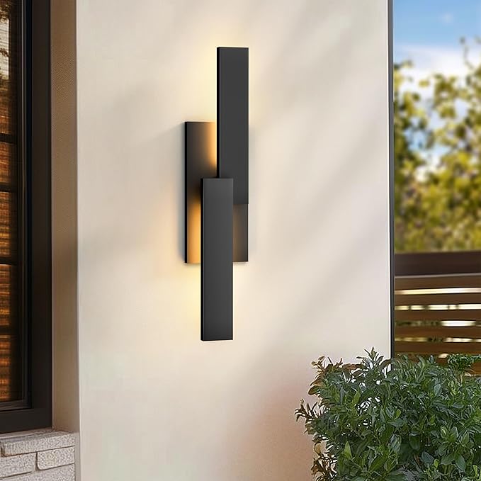 LamQee 24 Inch Aluminum Modern Outdoor Wall Light, 3000K 1000LM 20W Integrated LED, Matte Black Exterior Lighting | Lumora