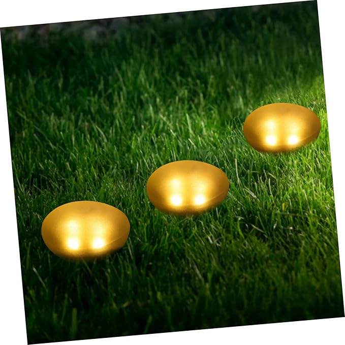 POPETPOP Delicate Pebble Shape Solar Powered Garden Lamp Warm Light Outdoor Pathway Decor Energy-efficient Charming | Lumora