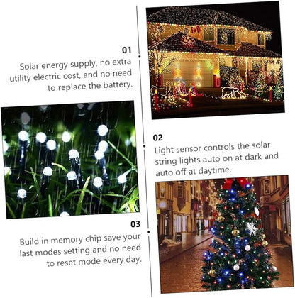 2 Sets Solar LED String Lights Multi-Color Bulbs Outdoor Garden Christmas Decorations for Patio Tree Party