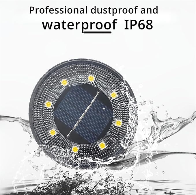 Solar Ground Lights Outdoor Waterproof IP68, 4 Pack 8 LED In Ground Solar Disc Landscape Lighting, Garden Lights | Lumora