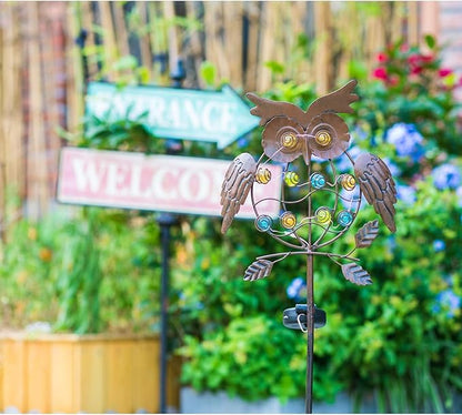 TAKE ME Owl Garden Solar Lights Outdoor, Solar Powered Stake Lights Chrismas Gifts Garden Gifts Mom Wife Grandma - Metal OWL LED Decorative for Walkway,Pathway,Yard,Lawn (Bronze)