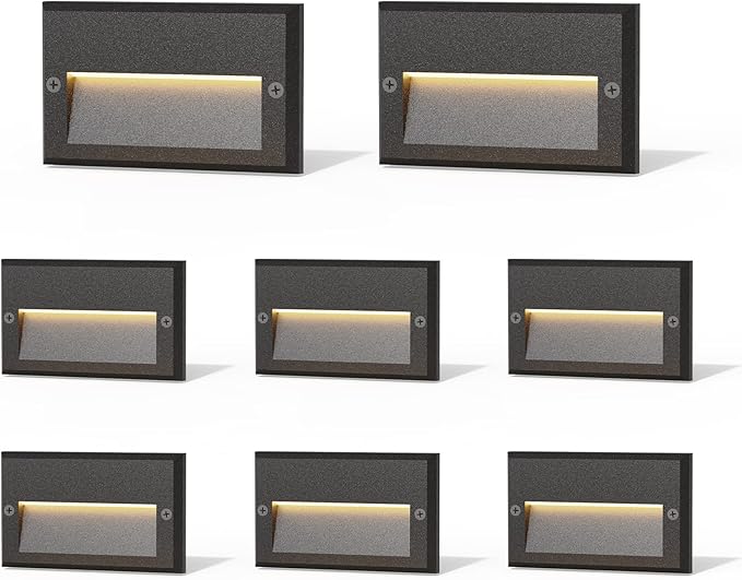 GOODSMANN Low Voltage Step Lights Kits 5.5 Inch Outdoor 12V AC Landscape Stair Lights Wired 8PK 3W LED Electric | Lumora