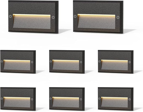 GOODSMANN Low Voltage Step Lights Kits 5.5 Inch Outdoor 12V AC Landscape Stair Lights Wired 8PK 3W LED Electric | Lumora