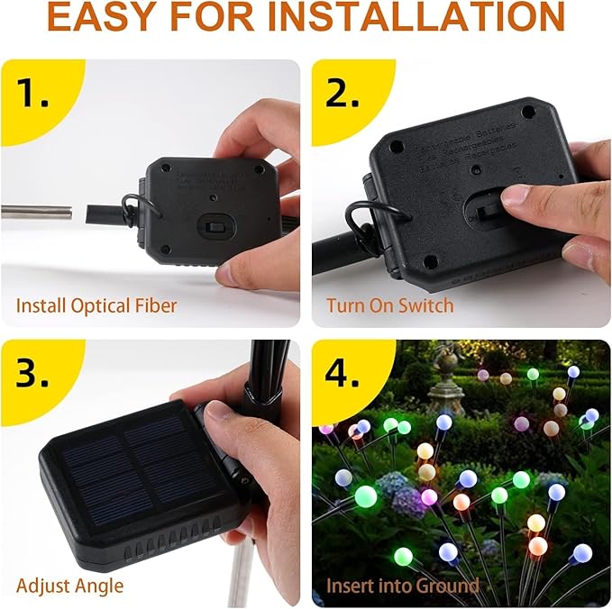 Solar Garden Lights New Upgraded Swaying Light, Solar Outdoor Lights, Yard Patio Pathway Decoration, High Flexibility Iron Wire & Heavy Bulb Base, 2 Pack 16 LED (Colorful)