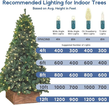 Novelty Lights 12-Pack, 50 Feet 100 LED Green Christmas Mini Light String on Green Wire, 5mm Wide Angle Bulbs, Connectable, Indoor/Outdoor Decor, UL Listed