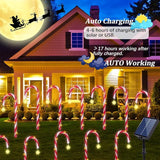 Candy Cane Lights Christmas Decorations, 12 Pack Solar Candy Cane Pathway Lights with 8 Modes and Timer, 72 LED | Lumora
