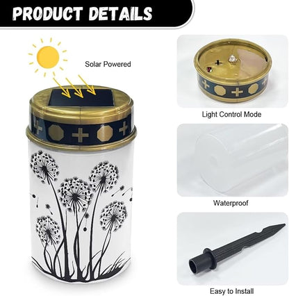 Dandelion Solar Outdoor Lights Floral Cemetery Solar Lights Landscape Lighting Solar Walkway Lights Solar Lights Outdoor Waterproof for Flower Bed, Walkway