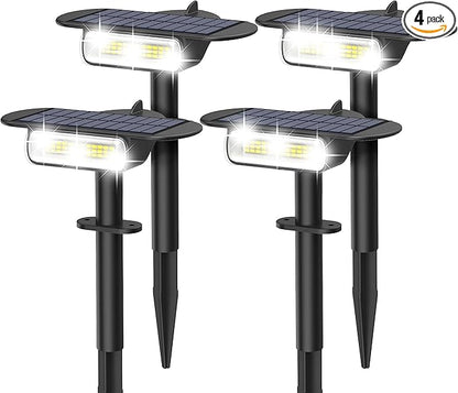 4 Pack Solar Spot Lights Outdoor Waterproof IP68, Auto On/Off Bright Solar Powered Spotlights with Wall Mount & Ground 2 IN 1, Adjustable Solar Landscape Lights for Outside Yard Garden Pathway