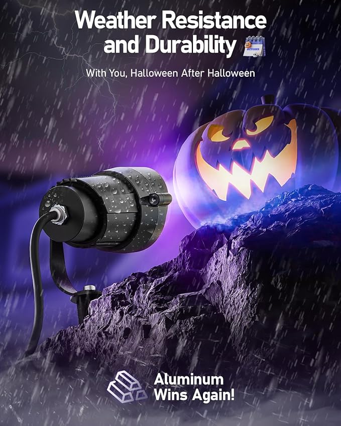 HIBOITEC Halloween Black Light Spotlight Outdoor 12W IP65 Waterproof LED Spot Lights Landscape Lighting with 4.9ft US Plug for Glow Party Body Paint Yard Garden Decorations 1Pack