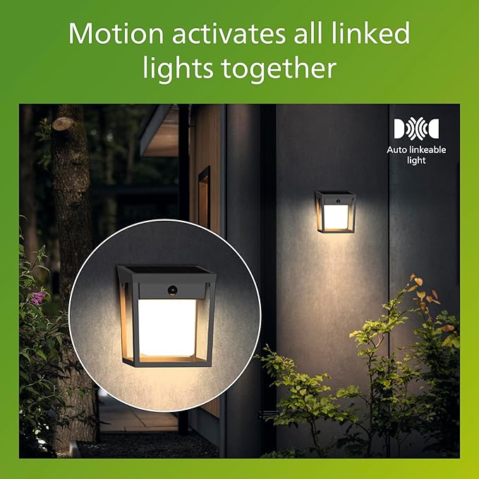 Philips Solar LED 1-Pack Ultra-Efficient Wall Lantern - Blaise, Dusk to Dawn, Automatically Linkable, Daylight and | Lumora
