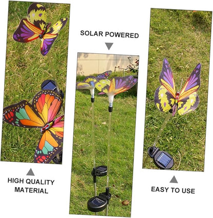TOYANDONA 3pcs LED Solar Color Changing Butterfly Garden Lights Set Waterproof Outdoor Decorative Solar Pathway Lamps for Lawn and Backyard