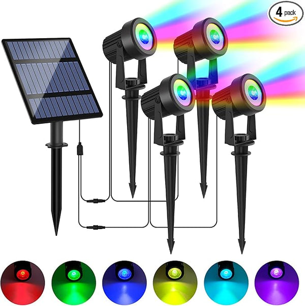 Solar Spotlights Outdoor Waterproof, RGB Landscape Spotlights, Christmas Decorative Solar Spot Lighting for Garden | Lumora
