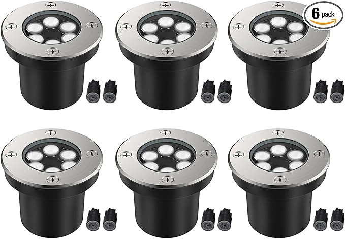 JESLED Landscape Lighting 6W LED Well Lights, 12V 24V Ground Lights 6000K Bright White, IP67 Waterproof Low Voltage | Lumora