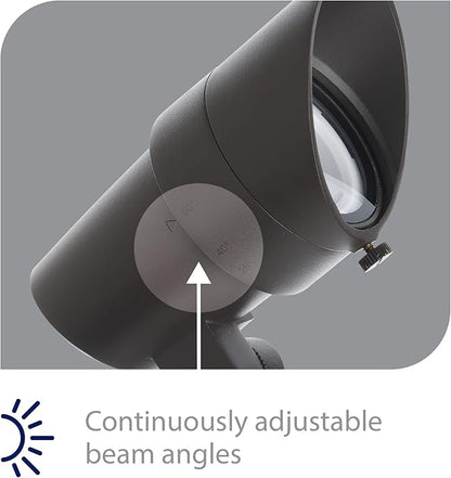 WAC Landscape Lighting, LED 12V Medium Size Accent Light with Adjustable Beam Angle and Integral Brightness Control 50-1300 Lumens 2700K Warm Built-in LED in Black