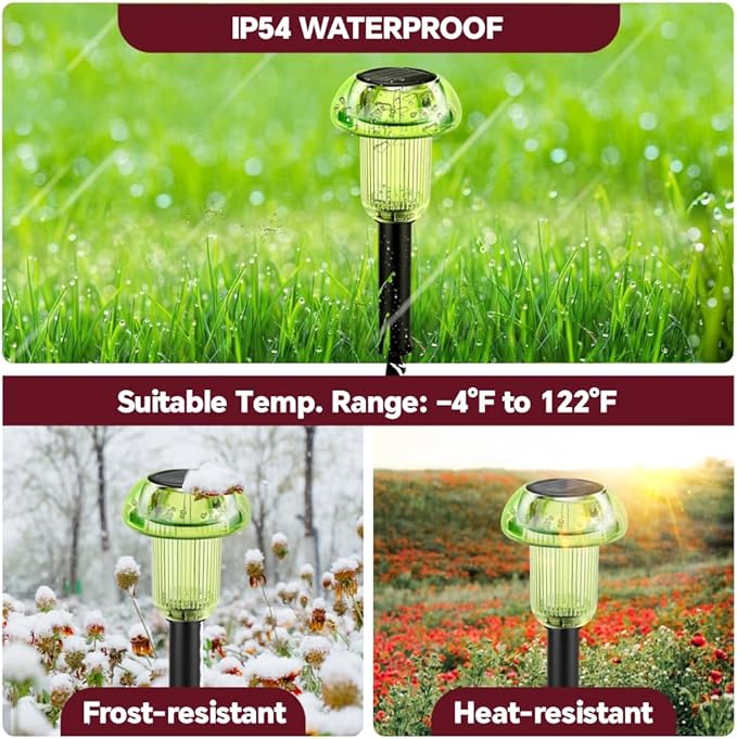 St Patricks Day Solar Pathway Lights Outdoor Decorative 4 Pack, Green LED Mushroom Solar Lights Outdoor Waterproof | Lumora