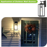 hykolity Large Size Dusk to Dawn Outdoor Wall Lanterns, 18 Inch Outdoor Wall Light Fixtures, Matte Black Porch | Lumora